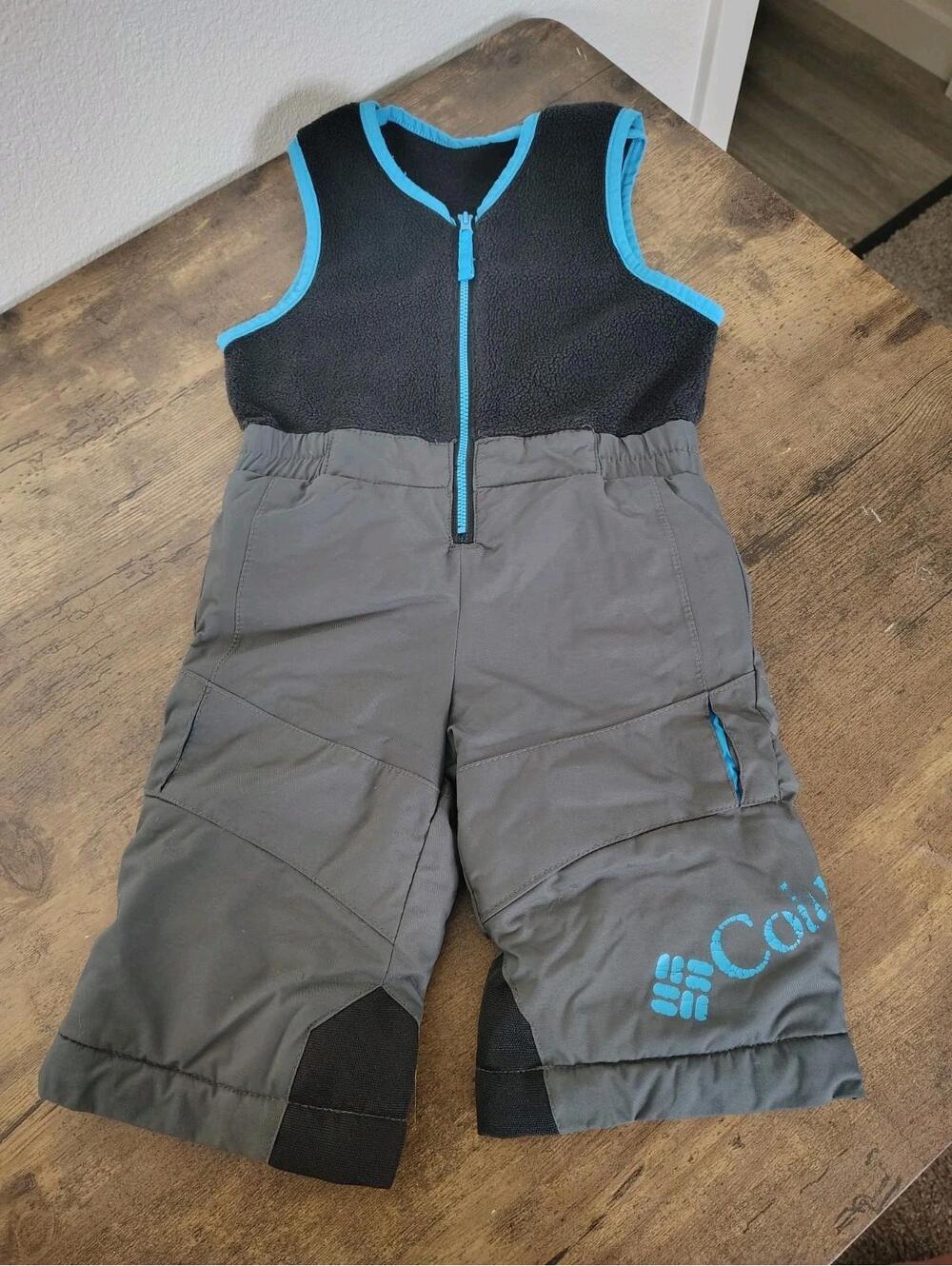 Columbia 12 M Blue Gray Snow Bibs Pants Omni Tech Waterproof Breathable Adjustab